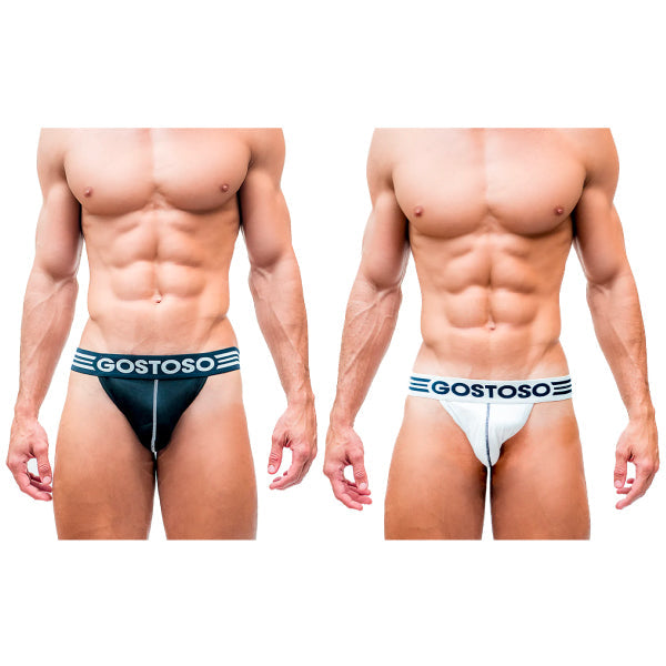 Gostoso Varsity Cotton Jockstrap -2-pack Black & White pair