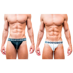 Gostoso Varsity Cotton Jockstrap -2-pack Black & White pair