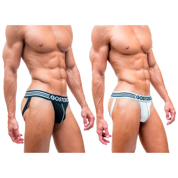 Gostoso Varsity Cotton Jockstrap -2-pack Black & White pair